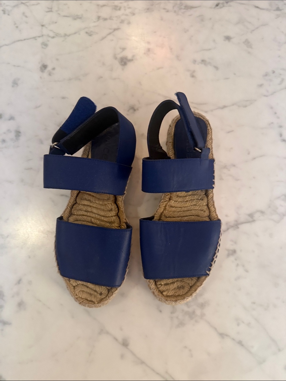 Vince Navy Blue Leather Espadrille Sandals
